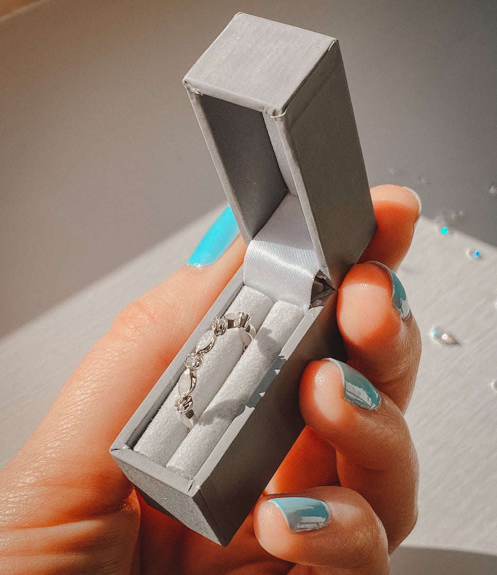 Crystal full marquise sterling silver ring