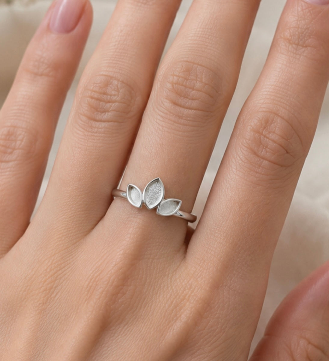 Trilogy marquise sterling silver ring