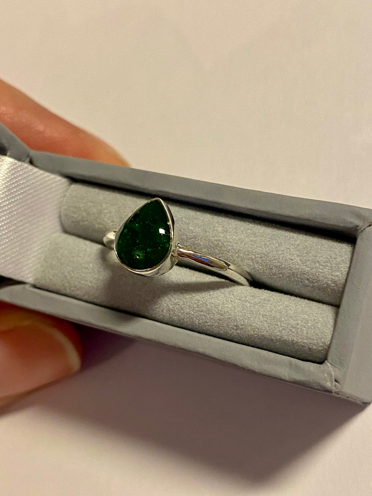 Teardrop sterling silver ring