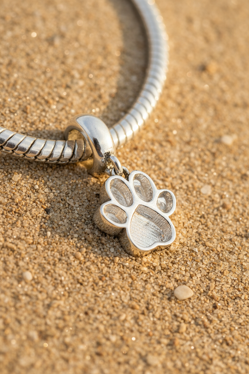 Dangling paw print charm