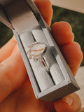 Rain drop crystal sterling silver ring
