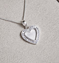 Delicate crystal heart sterling silver necklace