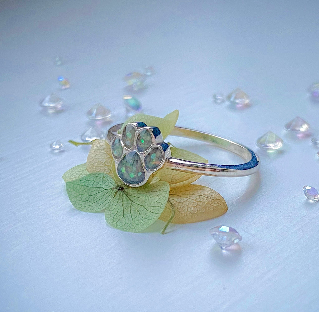 Paw print sterling silver ring