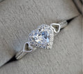Crystal heart cluster sterling silver ring