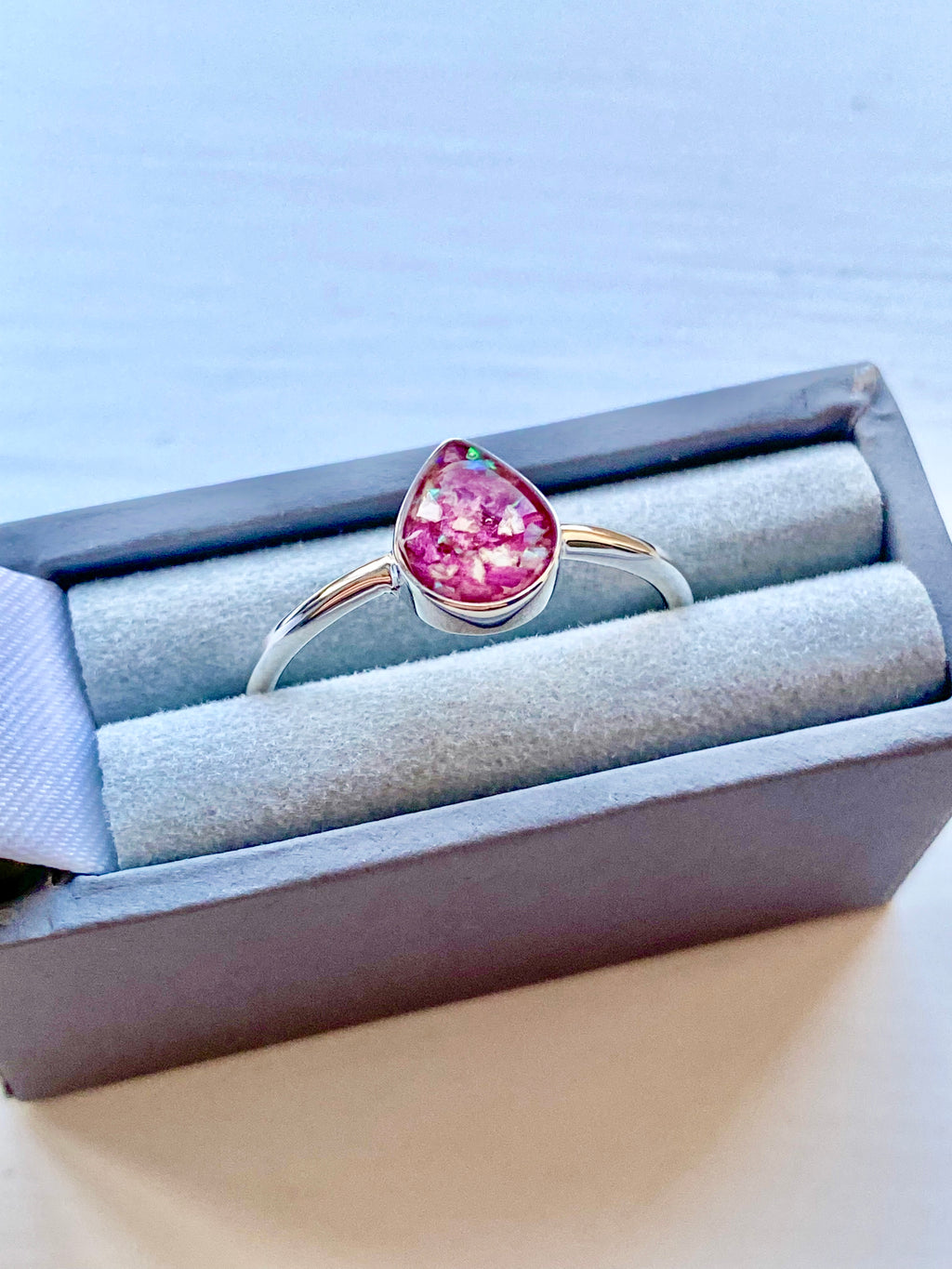 Teardrop sterling silver ring