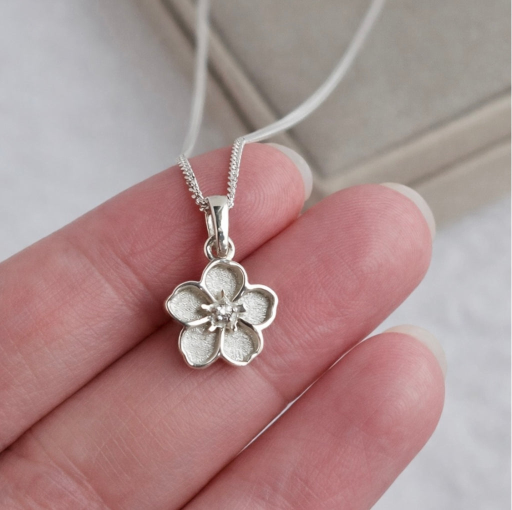 Forget-me-mot sterling silver necklace